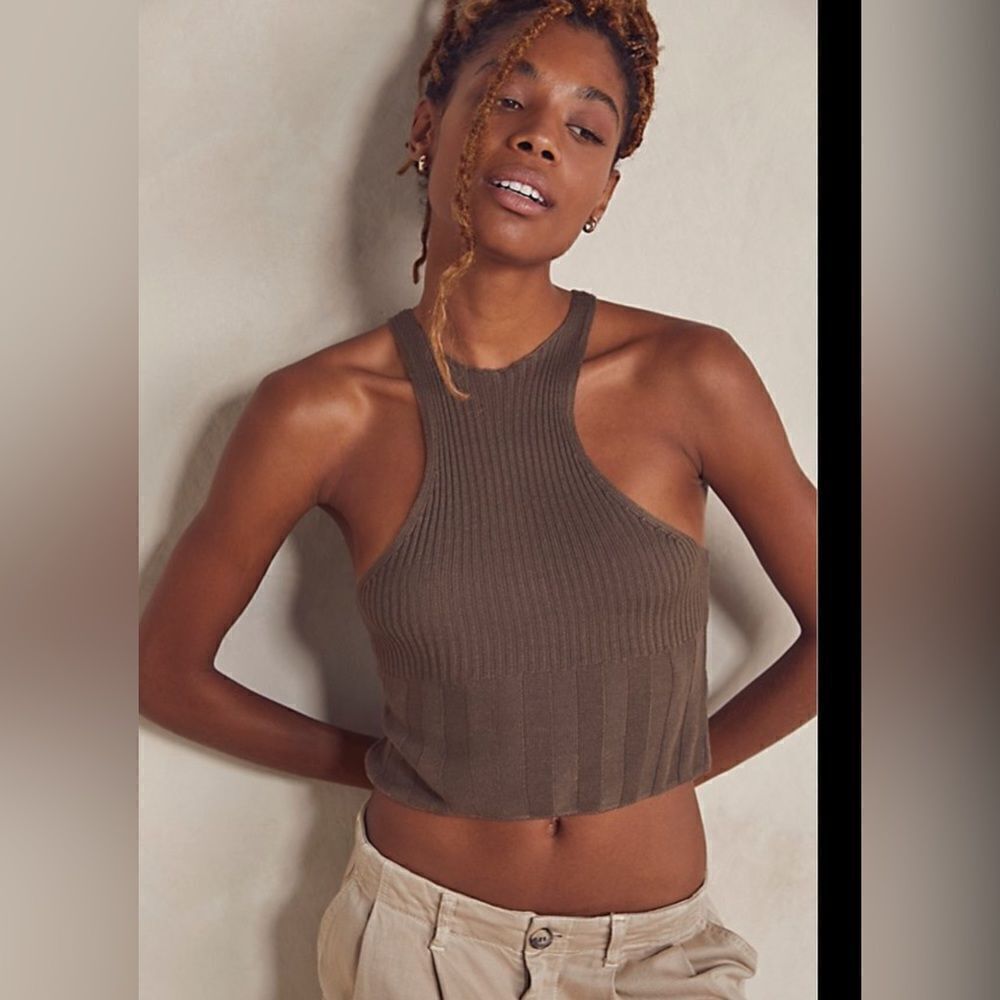 NWOT Intimately Free People Switch it Up Halter tank Knit in Espresso SOLD OUT S
